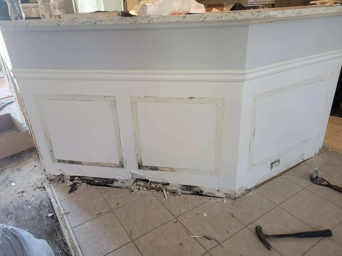 Water damage and mold on kitchen during Storm Damage Restoration in Hamburg